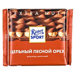 шоколад Риттер Спорт Цельный Лесной Орех Молочный 100 г 1/10