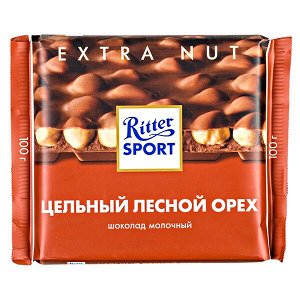 шоколад Риттер Спорт Цельный Лесной Орех Молочный 100 г 1/10