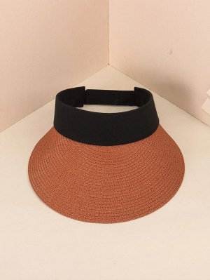 Двухцветная соломенная шапка-козырек
