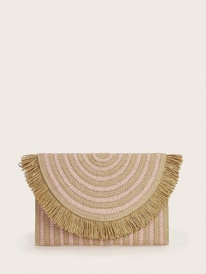 Плетеная сумка-клатч с бахромой