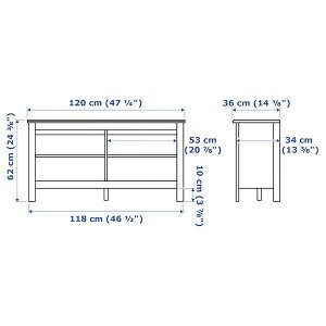 BRUSALI БРУСАЛИ Тумба под ТВ, белый120x36x62 см