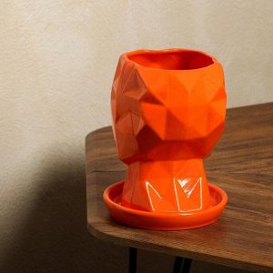 Цветочный горшок "Кай", глянец, оранжевый, керамика, 2 л