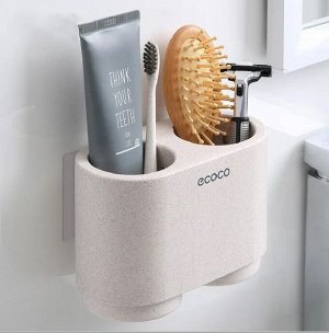 ECOCO / Держатель для зубной пасты, щеток и ванных принадлежностей со стаканами DUO, бежевый