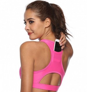 Женский спортивный топ, сзади кармашек для телефона, цвет розовый