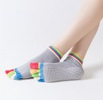Женские носки, раздельные пальчики, радужная окантовка, цвет серый