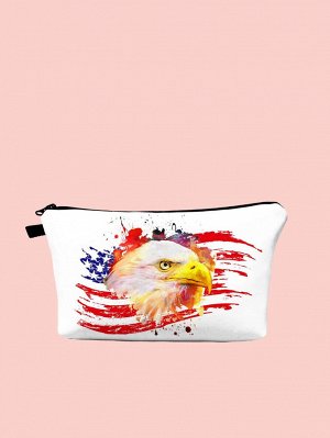 Сумка для макияжа с принтом орла и американского флага