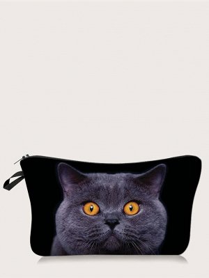 Косметическая сумка с узором кошки