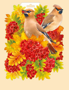 Вырубной плакат "Птицы в осенней листве"