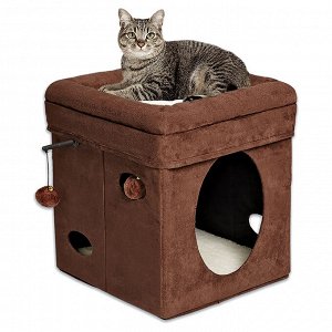 MidWest домик-лежанка для кошек Currious Cat Cube складной 38,4х38,4х42h см