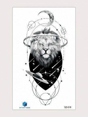 1 лист тату-наклейка с узором луны и льва