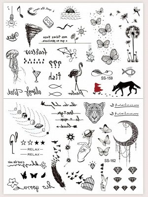 Стикер татуировки с принтом животных 2 листа