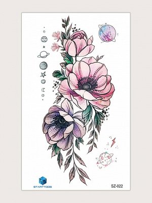1 лист тату-наклейка с узором цветка