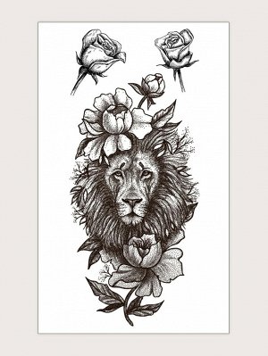 1 лист тату-наклейка с узором льва