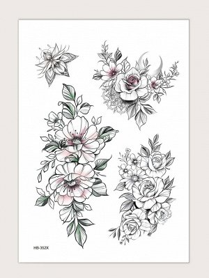 Стикер татуировки с узором цветка