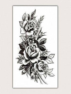 Стикер татуировки с цветочным узором 1 лист