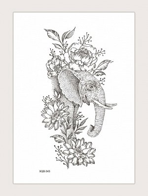 1 лист стикер татуировки с рисунком слона