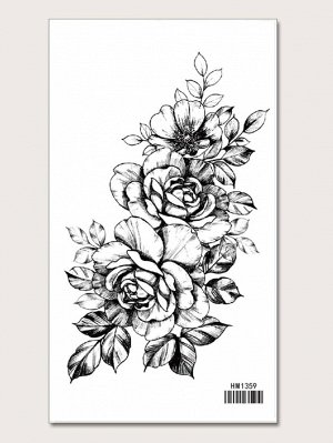1 лист стикер татуировки с цветочным рисунком