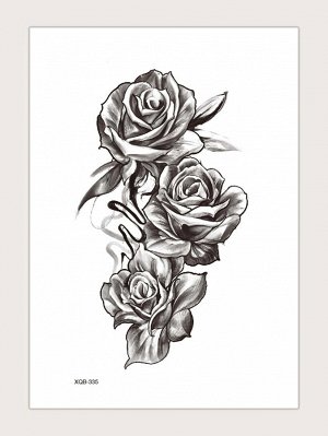 1 лист стикер татуировки с цветочным рисунком