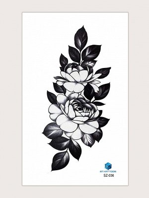 1 лист Тату-наклейка с цветочным узором