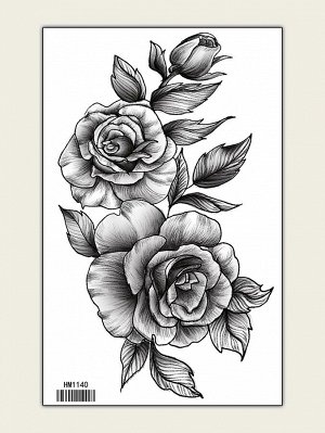 Стикер татуировки с цветочным узором 1 лист