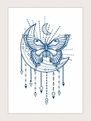 1 лист Наклейка татуировки с узором бабочки