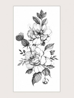 1 лист тату-наклейка с цветочным узором