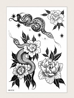 Стикер татуировки с цветочным рисунком 1 лист