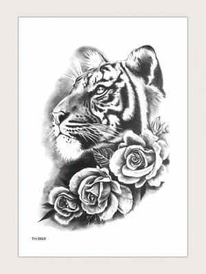 1 лист стикер татуировки с рисунком тигра и цветка