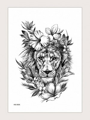 1 лист тату-наклейка с узором льва