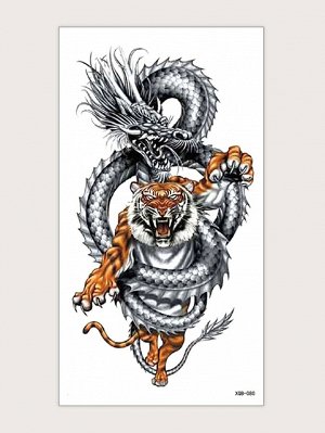 Стикер татуировки с принтом дракона и тигра 1 лист