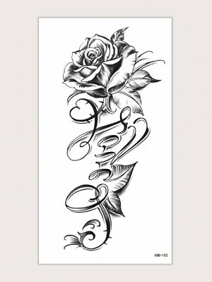 Стикер татуировки с цветочным принтом 1 лист