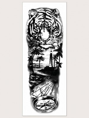 1 лист тату-наклейка с узором тигра