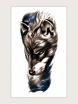 1 лист тату-наклейка с узором волка