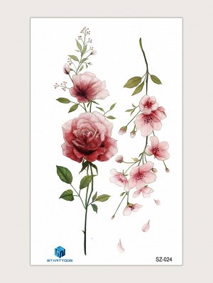 1 лист тату-наклейка с узором цветка