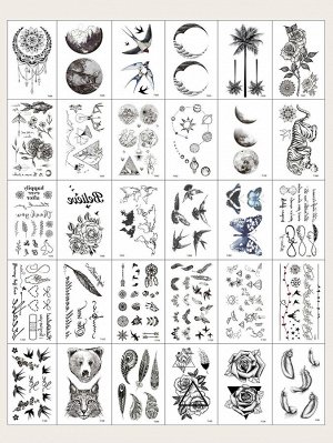 Татуировка с рисунком животных 30 листов