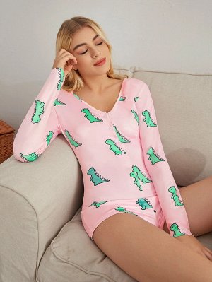 Пижама-комбинезон с принтом динозавра