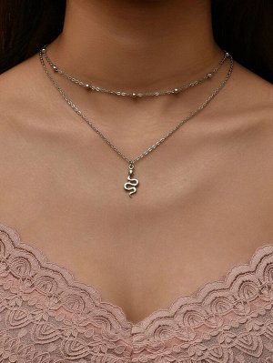 Многослойное ожерелье со змеей