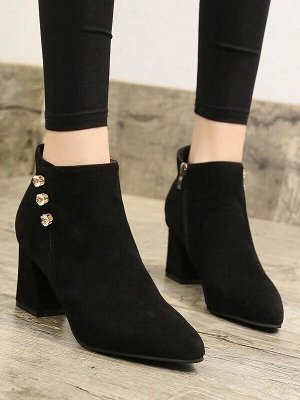 Чёрный Одноцветный Деловый стиль Осенняя/зимняя обувь