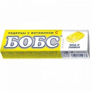 Бобс "Медово-лимонные" с витамином "С" леденцы от кашля - БАД, 35 г, 10 шт.