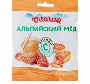Виталор® Альпийский мед, леденцовая карамель со вкусом меда с витамином С - БАД, 60 г