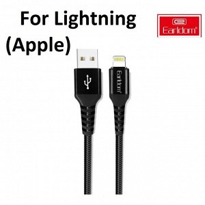 Кабель USB Earldom Nylon Lightning 2.1А 1 м черный