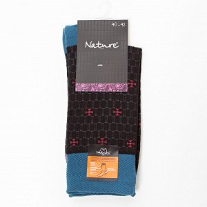 Nature Socks 430 Носки мужские классические хлопковые демисезонные в черном и голубом цветах с узором кресты