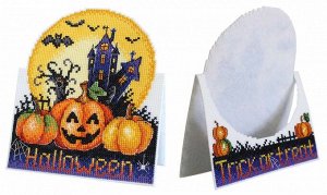 Набор для вышивания крестиком на пластиковой канве Р-586 «Открытка Хеллоуин» от торговой марки «Жар-Птица»