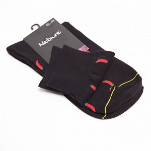 Nature Socks Носки мужские черные с узором перцы демисезонные хлопковые