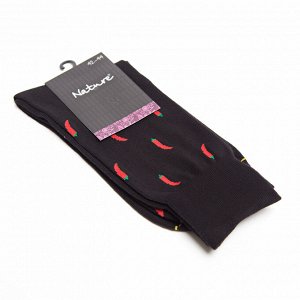 Nature Socks Носки мужские черные с узором перцы демисезонные хлопковые