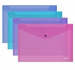 Папка-конверт на кнопке А4, 140 мкм, ErichKrause Fizzy Vivid, полупрозрачная, текстура поверхности Orange Peel, вмещает до 120 листов, микс