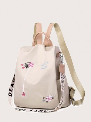 Рюкзак большей емкости с цветочной вышивкой