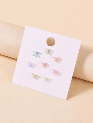 8 пар серьги-гвоздики с бабочкой