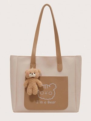 Сумка-тоут с мультипликационным рисунком и подвеска на сумку-медведь