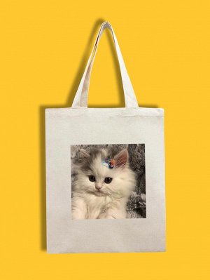Сумка-шоппер с рисунком кошки